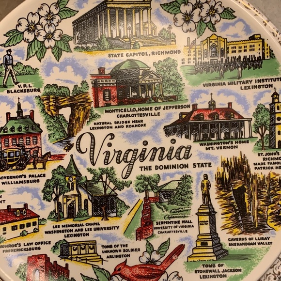 Vintage 60s State of Virginia Tourist Souvenir Ceramic Collector Display Plate - Picture 16 of 16